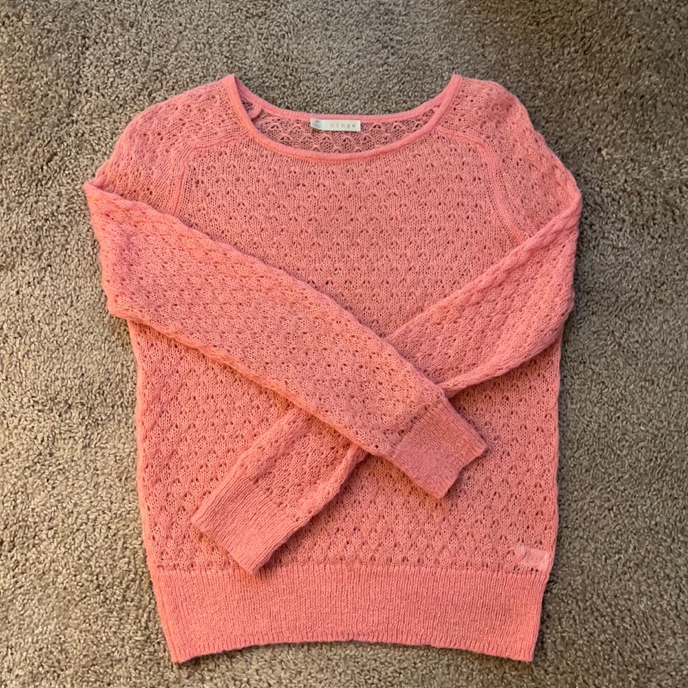 Hinge candy pink crochet sweater xs